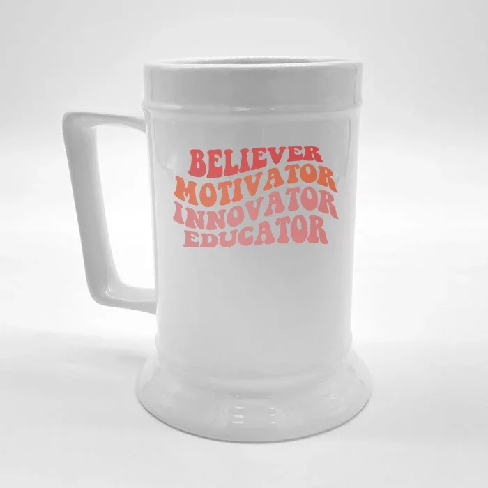 Believer Motivator Innovator Educator Front & Back Beer Stein