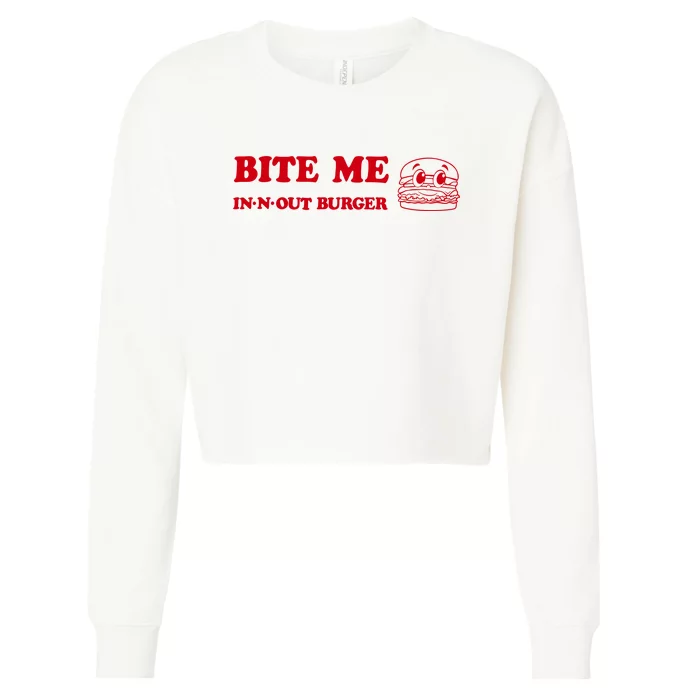 Bite Me In N Out Burger Cropped Pullover Crew