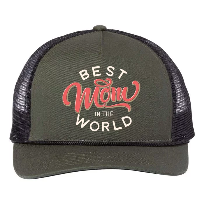 Best Mom In The World Cute Mother's Day Retro Rope Trucker Hat Cap