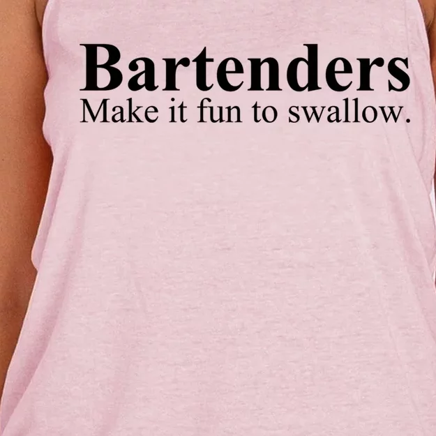 Bartenders Make It Fun To Swallow Gift Funny Bartending Cool Gift Women's Knotted Racerback Tank