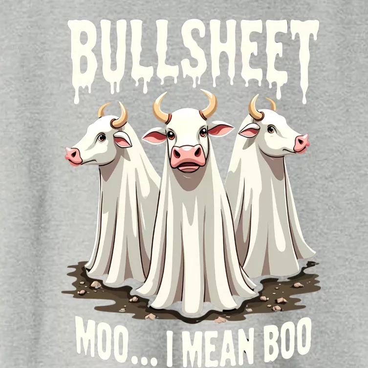 Bullsheet Moo I Mean Boo Funny Halloween Ghost Cow Pun Gift Women's Crop Top Tee