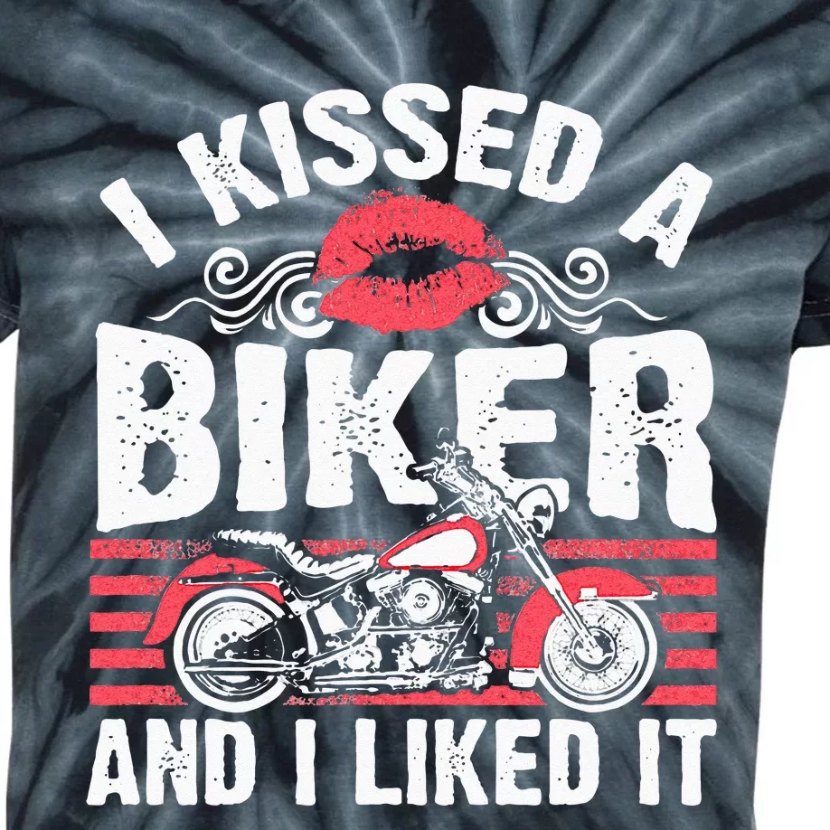 Bikers Motorcycling I Kissed A Biker And I Liked It Kids Tie-Dye T-Shirt