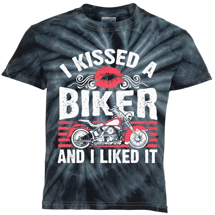 Bikers Motorcycling I Kissed A Biker And I Liked It Kids Tie-Dye T-Shirt