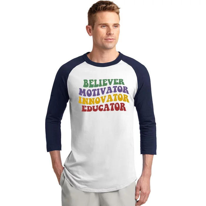 Believer Motivator Innovator Educator Baseball Sleeve Shirt