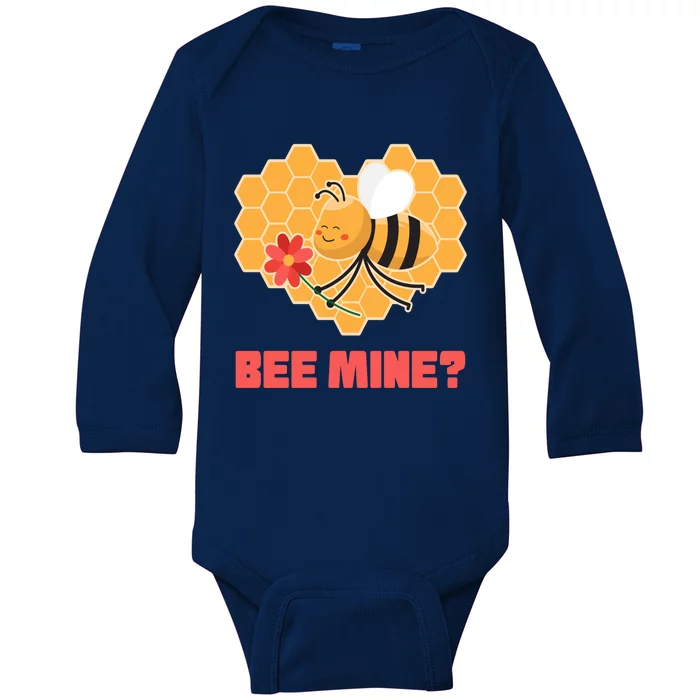 Bee Mine? I Valentine's Day Couples In Love Rotic Bees Cool Gift Baby Long Sleeve Bodysuit