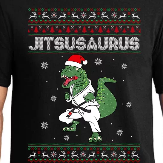 Brazilian Mma Jiu Jitsu Jitsusaurus Dinosaurs Ugly Christmas Great Gift Pajama Set