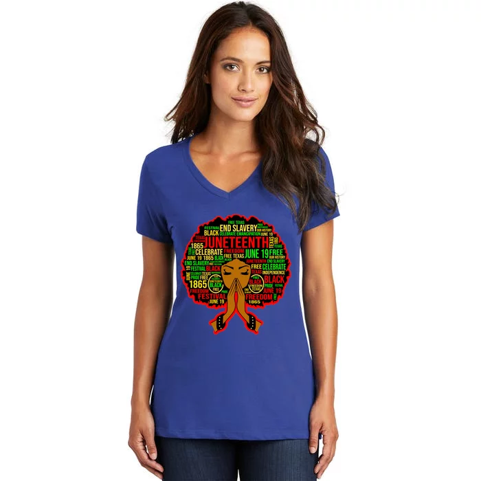 Black Magic Juneteenth Power Celebrate Freedom Fun Meaningful Gift Women's V-Neck T-Shirt