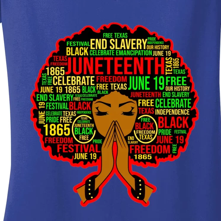 Black Magic Juneteenth Power Celebrate Freedom Fun Meaningful Gift Women's V-Neck T-Shirt