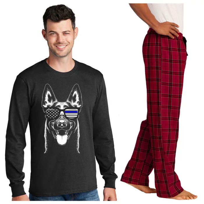 Belgian Malinois K9 Unit Thin Blue Line Flag Police Gift Cute Gift Long Sleeve Pajama Set