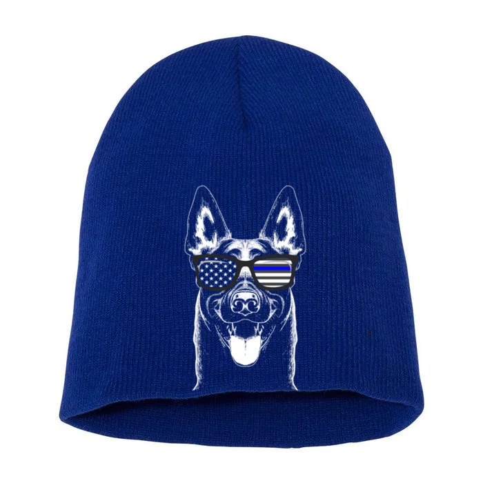 Belgian Malinois K9 Unit Thin Blue Line Flag Police Gift Cute Gift Short Acrylic Beanie