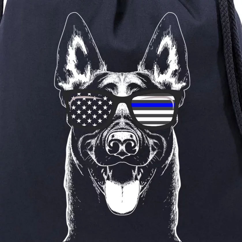 Belgian Malinois K9 Unit Thin Blue Line Flag Police Gift Cute Gift Drawstring Bag