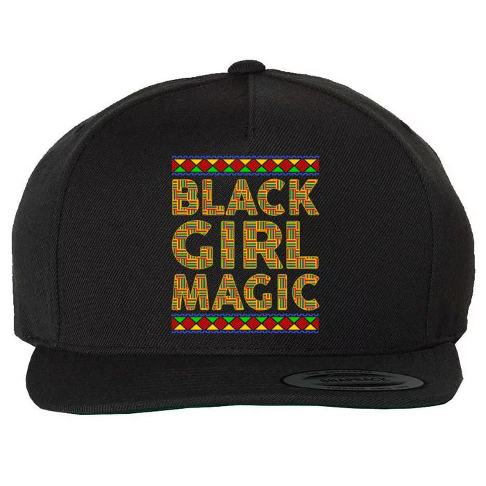 Black Magic Kente Afro Juneteenth Black History Month Gift Wool Snapback Cap