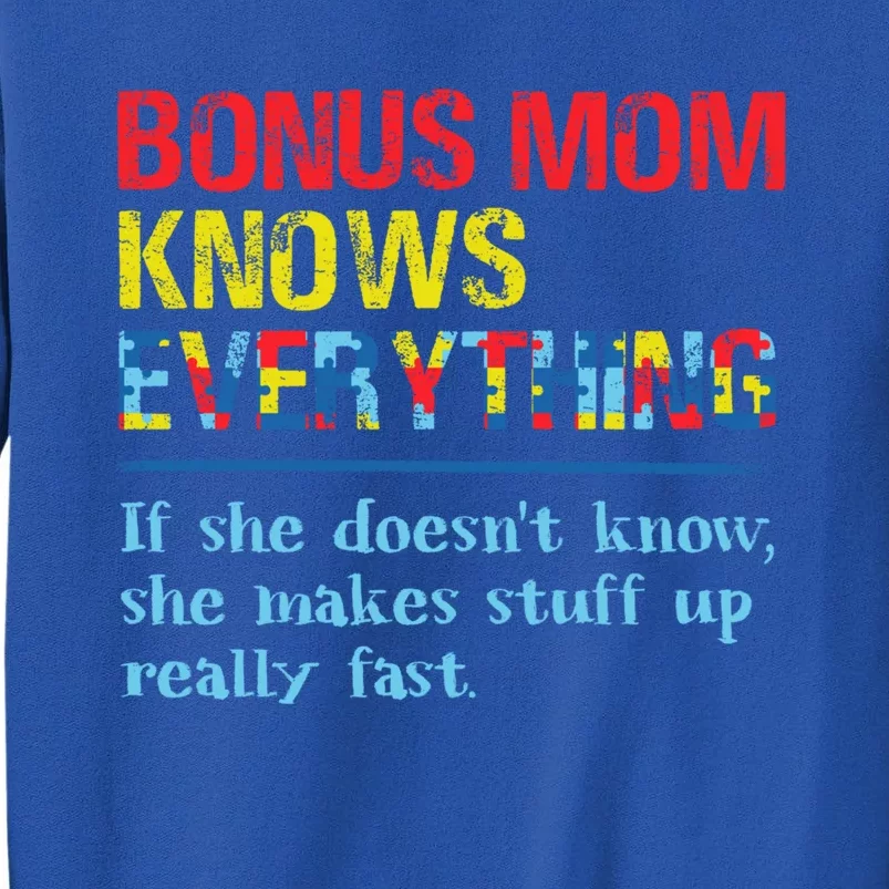 Bonus Mom Knows Everything Puzzle Autism Awareness Gift Tall Sweatshirt