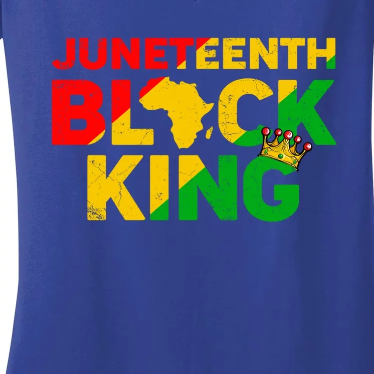 Black Melanin King Freedom Day Independence Juneteenth Gift Women's V-Neck T-Shirt