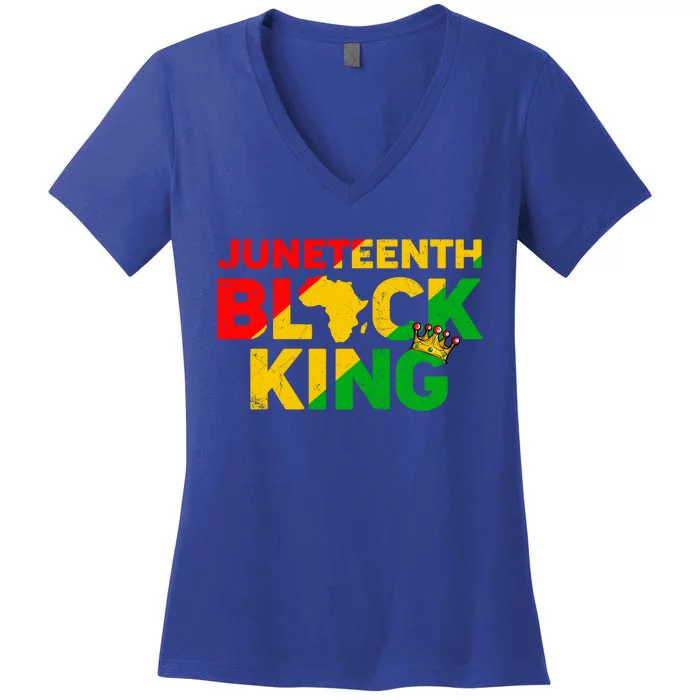 Black Melanin King Freedom Day Independence Juneteenth Gift Women's V-Neck T-Shirt