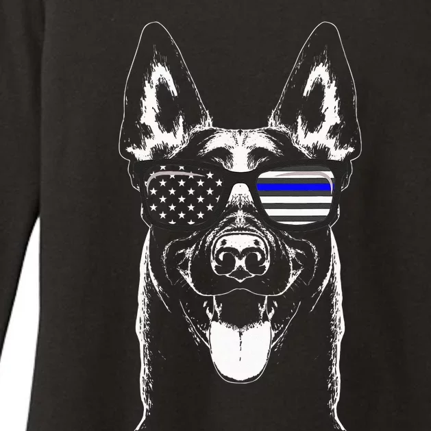 Belgian Malinois K9 Unit Thin Blue Line Flag Police Gift Womens CVC Long Sleeve Shirt