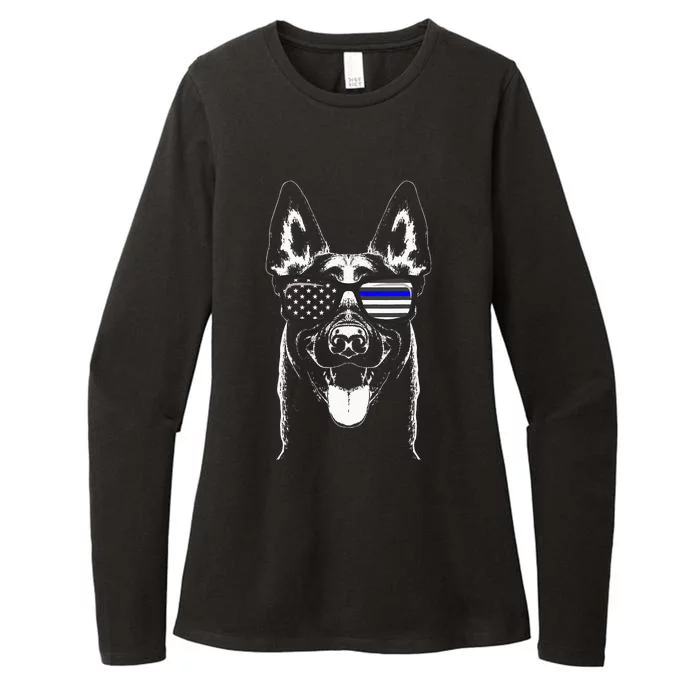 Belgian Malinois K9 Unit Thin Blue Line Flag Police Gift Womens CVC Long Sleeve Shirt