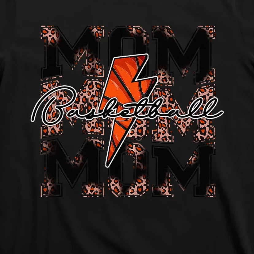 Basketball Mom leopard lightning bolt basketball game day T-Shirt