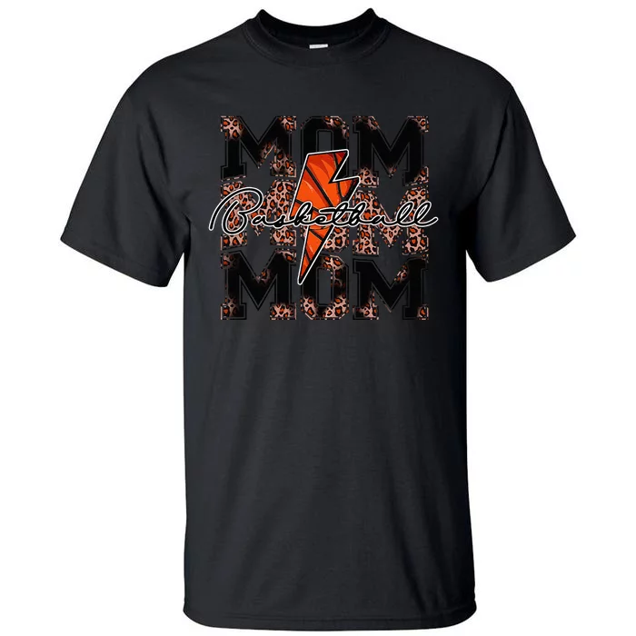 Basketball Mom leopard lightning bolt basketball game day Tall T-Shirt