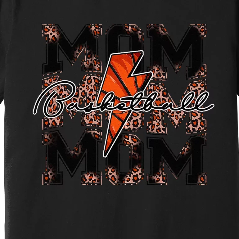 Basketball Mom leopard lightning bolt basketball game day Premium T-Shirt