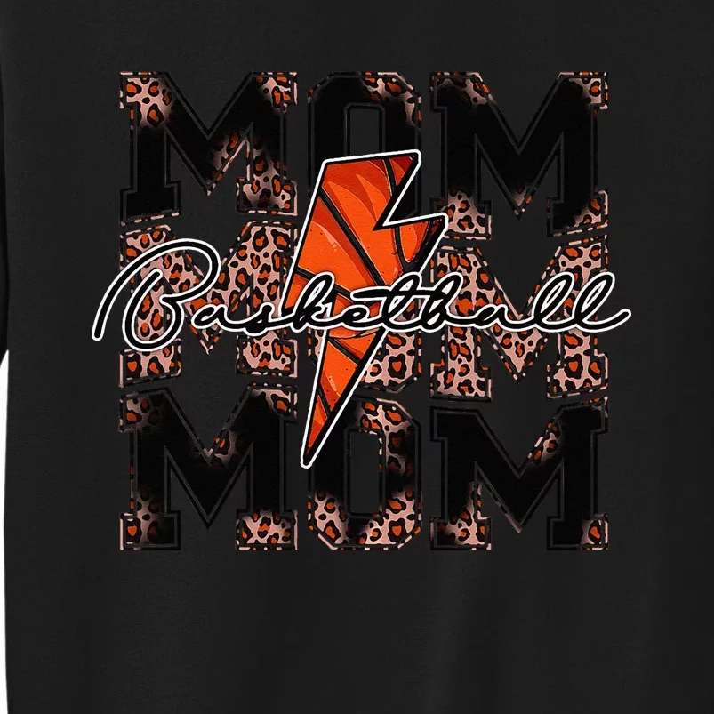 Basketball Mom leopard lightning bolt basketball game day Tall Sweatshirt