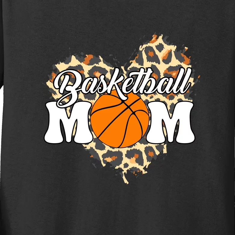 Basketball Mom Leopard Outfit Mother's Day Kids Long Sleeve Shirt