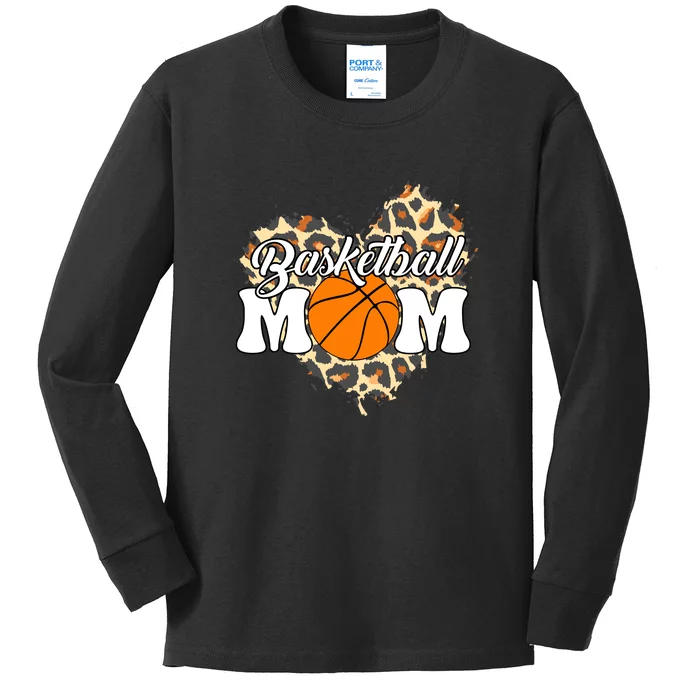 Basketball Mom Leopard Outfit Mother's Day Kids Long Sleeve Shirt