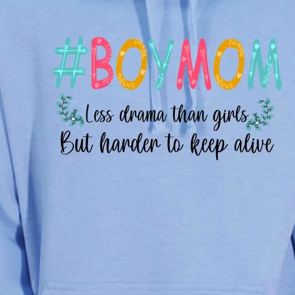 Boy Mom Less Drama Than Girls But Harder To Keep Alive Unisex Surf Hoodie