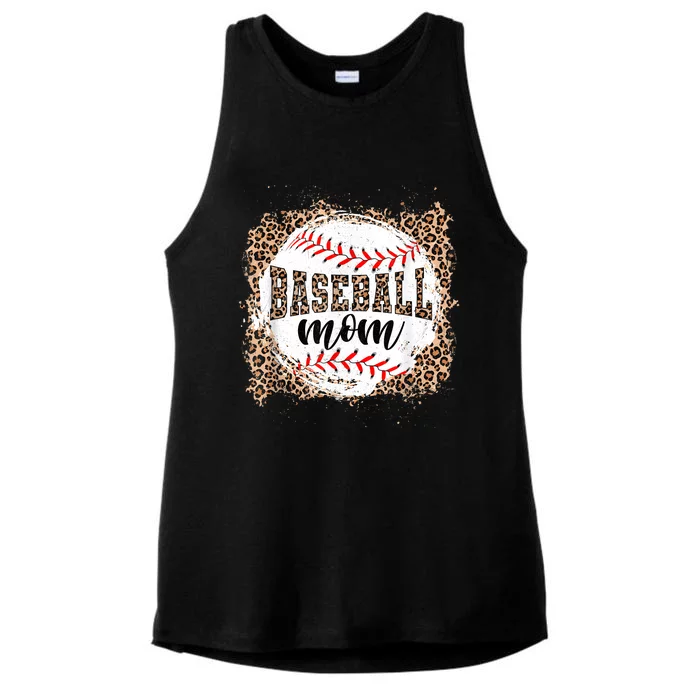 Baseball Mom Leopard Tee Mothers Day Ball Mama Ladies Tri-Blend Wicking Tank