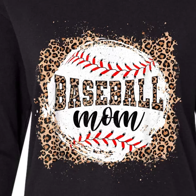 Baseball Mom Leopard Tee Mothers Day Ball Mama Womens Cotton Relaxed Long Sleeve T-Shirt