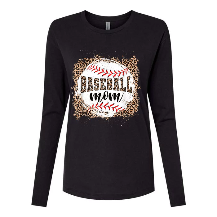 Baseball Mom Leopard Tee Mothers Day Ball Mama Womens Cotton Relaxed Long Sleeve T-Shirt