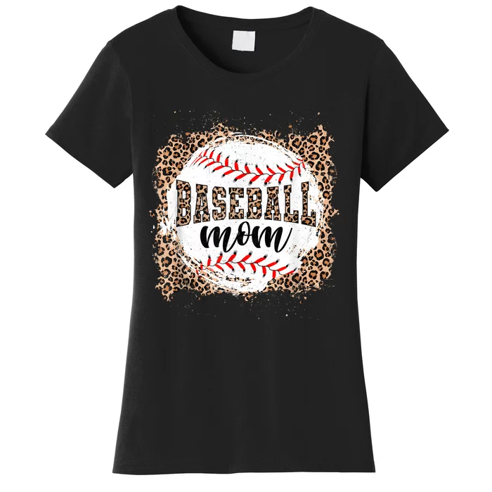 Baseball Mom Leopard Tee Mothers Day Ball Mama Women's T-Shirt