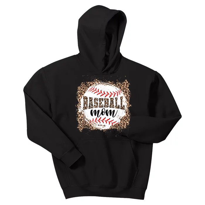 Baseball Mom Leopard Tee Mothers Day Ball Mama Kids Hoodie