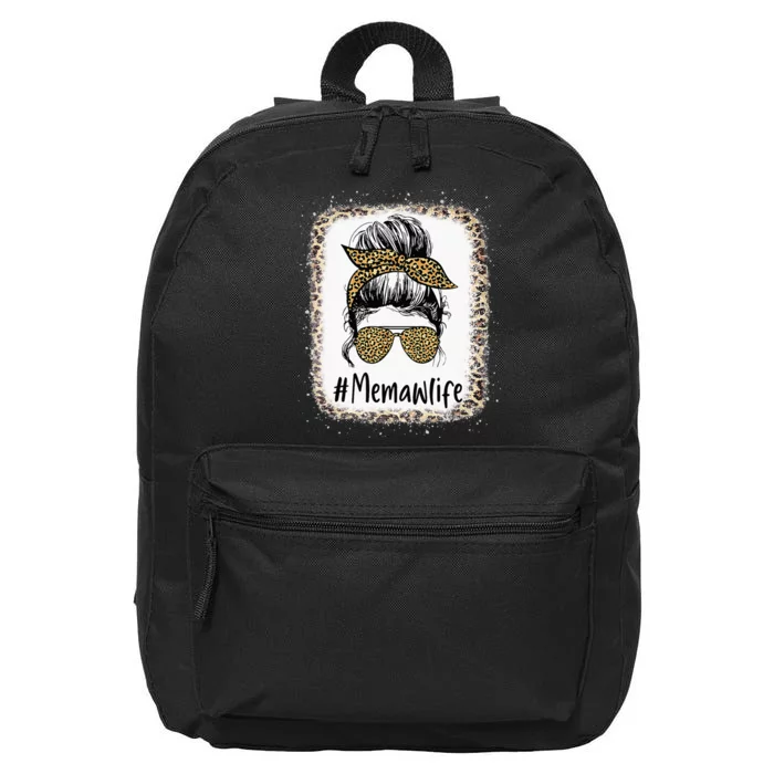 Bleached Memaw Life Messy Hair Bun Leopard Mother's Day 16 in Basic Backpack