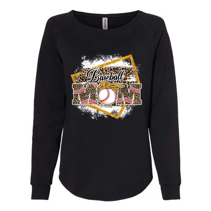 Baseball Mom Leopard Bleached Family Matching Gift Womens California Wash Sweatshirt