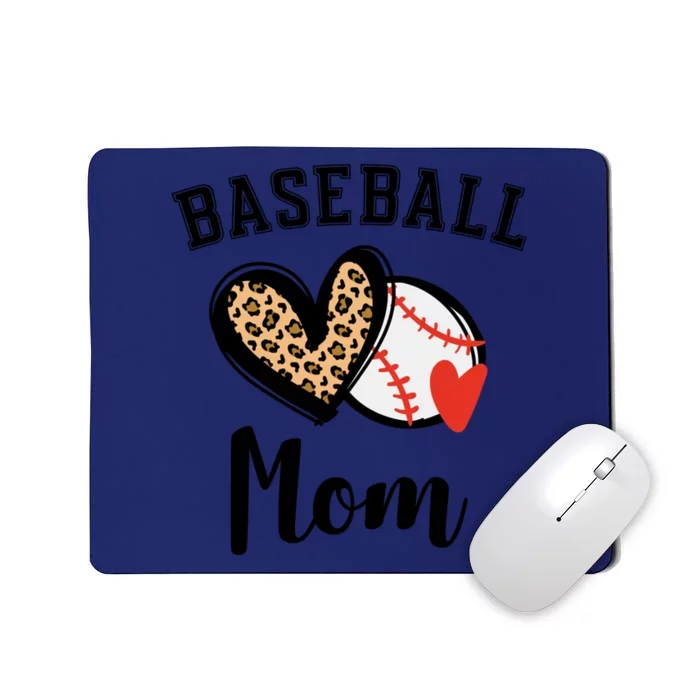 Baseball Mom Leopard Heart Gift Mousepad