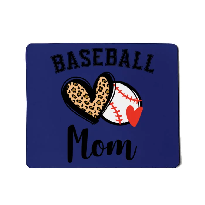 Baseball Mom Leopard Heart Gift Mousepad