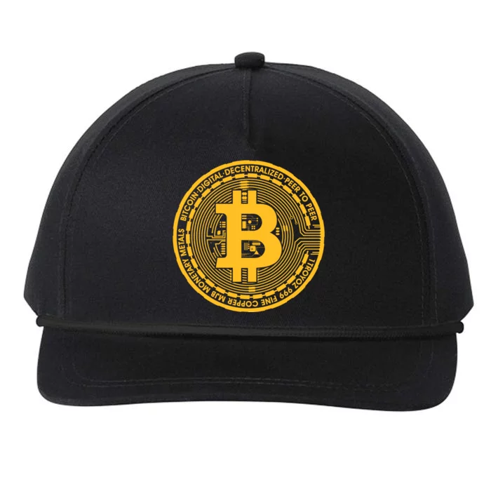 Bitcoin Matrix Logo Cryptocurrency Snapback Five-Panel Rope Hat