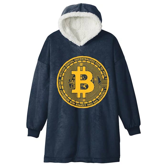 Bitcoin Matrix Logo Cryptocurrency Hooded Wearable Blanket