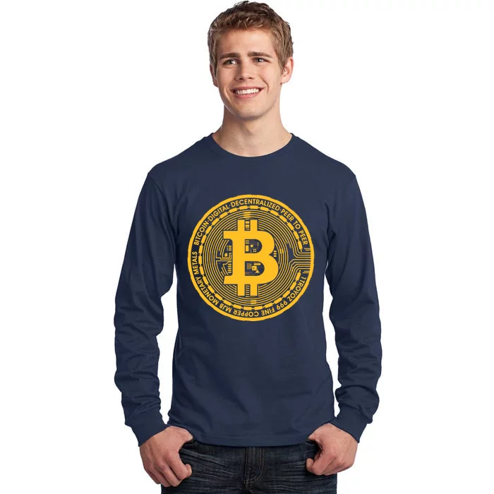 Bitcoin Matrix Logo Cryptocurrency Tall Long Sleeve T-Shirt