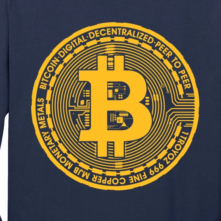 Bitcoin Matrix Logo Cryptocurrency Tall Long Sleeve T-Shirt