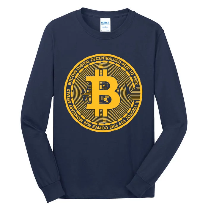 Bitcoin Matrix Logo Cryptocurrency Tall Long Sleeve T-Shirt