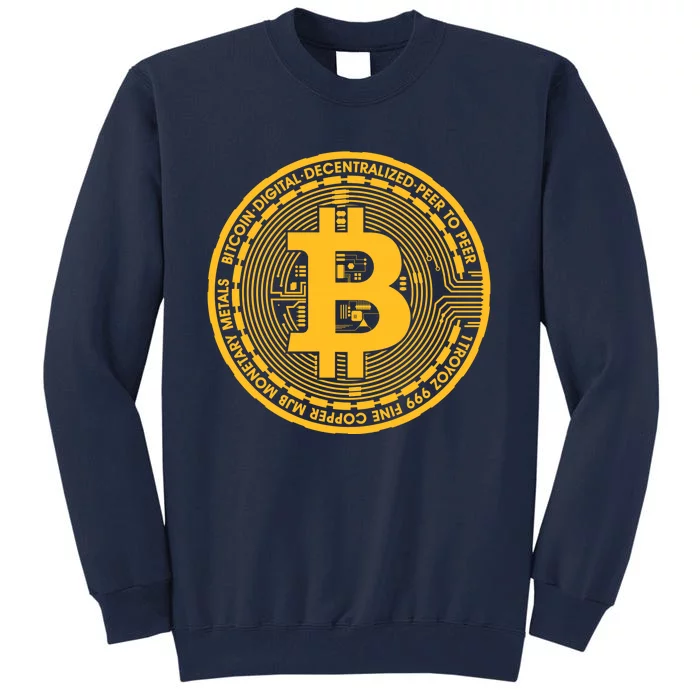 Bitcoin Matrix Logo Cryptocurrency Tall Sweatshirt