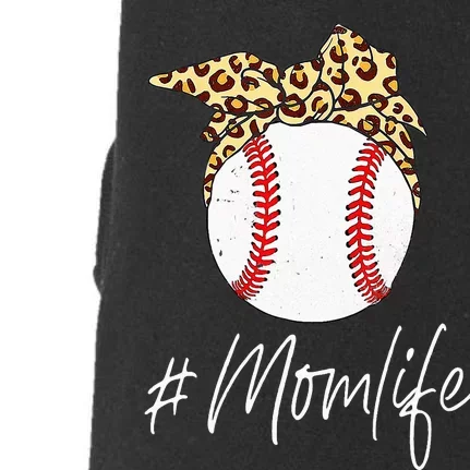 Baseball Mom Leopard Messy Bun Mother's Day Funny Doggie 3-End Fleece Hoodie