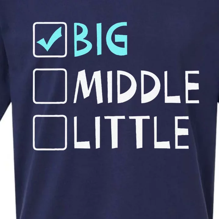 Big Middle Little Big Brother Gift Sueded Cloud Jersey T-Shirt