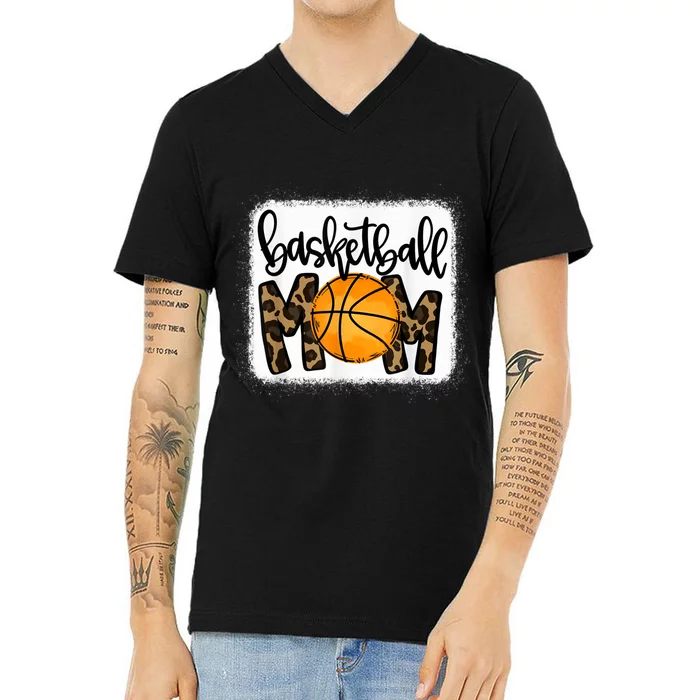 Basketball Mom Leopard Basketball Mama V-Neck T-Shirt