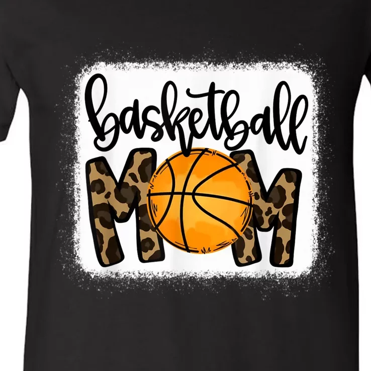 Basketball Mom Leopard Basketball Mama V-Neck T-Shirt