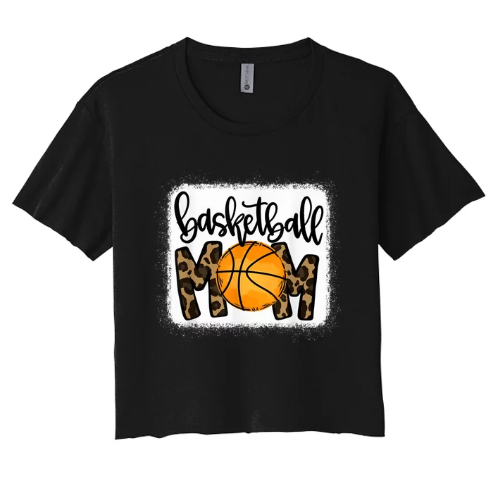 Basketball Mom Leopard Basketball Mama Women's Crop Top Tee