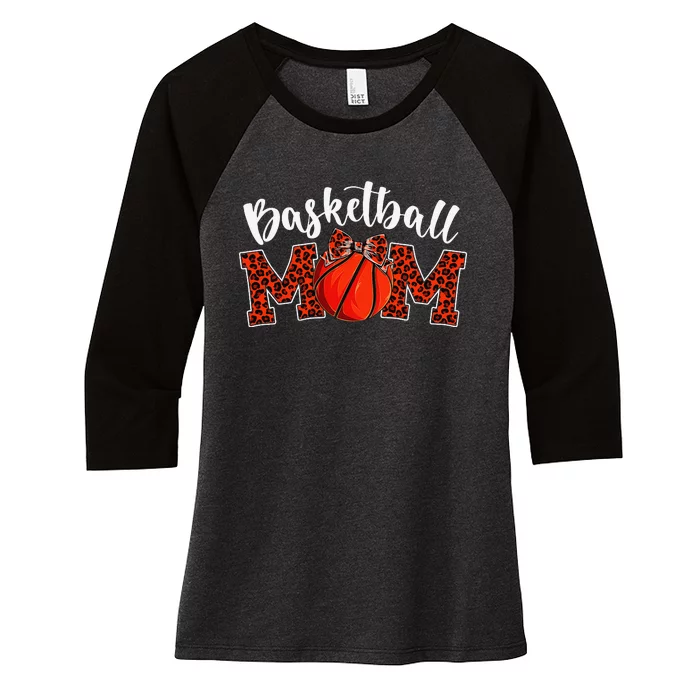 Basketball Mom Leopard gift Mother's Day for Mommy Women's Tri-Blend 3/4-Sleeve Raglan Shirt