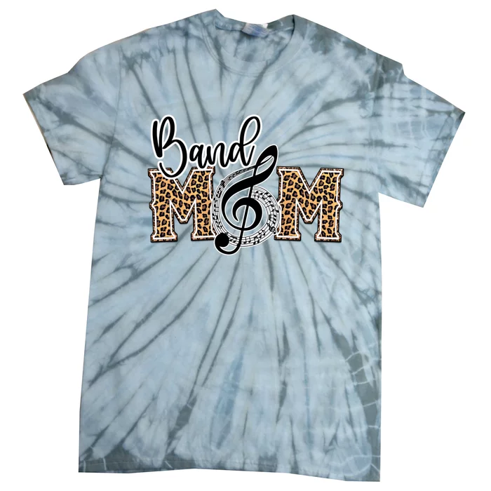 Band Mom Leopard Print Proud Band Mom Musical Marching Band Gift Tie-Dye T-Shirt